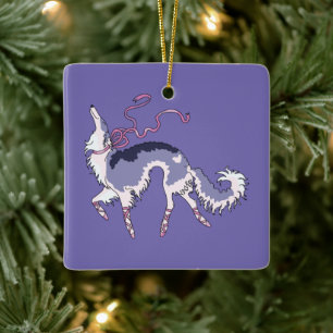 Borzoi-Ballett-Weihnachtsbaumschmuck Keramikornament