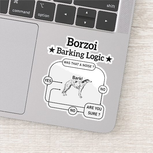 Borzoi Barking Logic Funny Dog Owner Sarcastic Aufkleber (Detail)