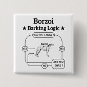 Borzoi Barking Logic Funny Dog Owner Sarcastic Button (Vorderseite)
