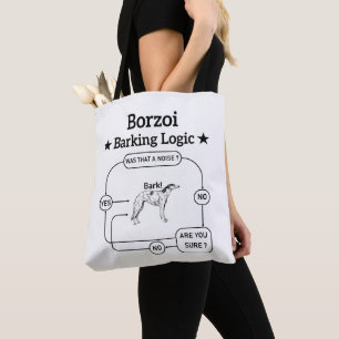 Borzoi Bellen Logik Lustiger Hundebesitzer Sarkast Tasche