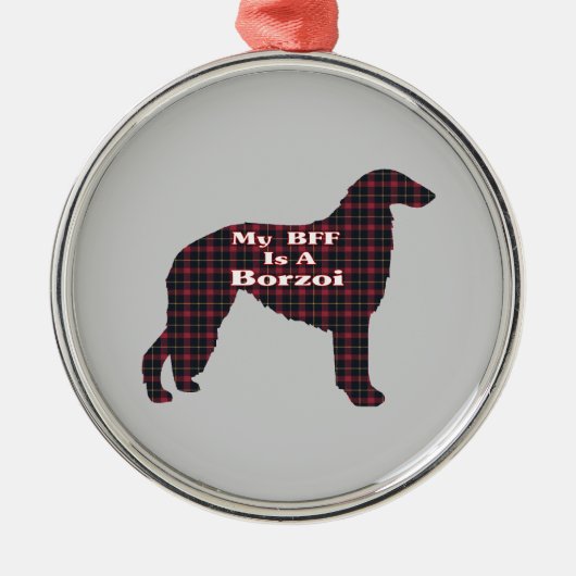 Borzoi-BESTE FREUNDIN Silbernes Ornament (Vorne)