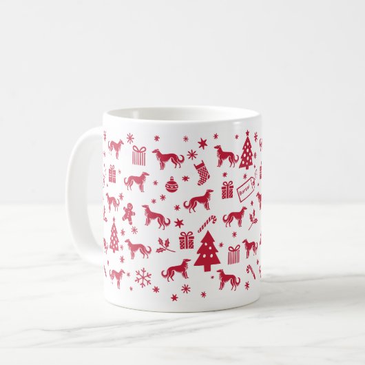 Borzoi Christmas Design Kaffeetasse (Vorderseite Links)