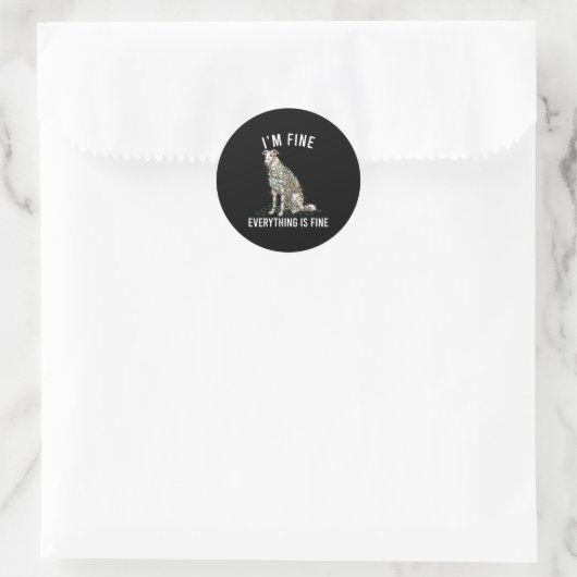 Borzoi Christmas I'm Fine Everything Is Fine Runder Aufkleber (Tasche)