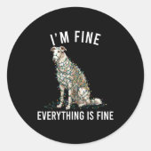 Borzoi Christmas I'm Fine Everything Is Fine Runder Aufkleber (Vorderseite)