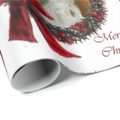 Borzoi Christmas Wreath Geschenkpapier (Rolleneckpunkt)