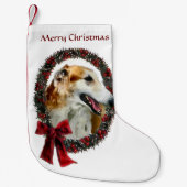 Borzoi Christmas Wreath Kleiner Weihnachtsstrumpf (Vorderseite)