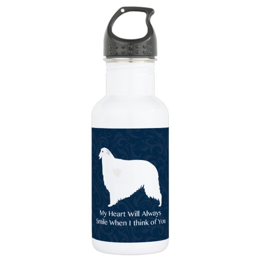 Borzoi Denken Sie an Ihr Design Edelstahlflasche (Vorderseite)