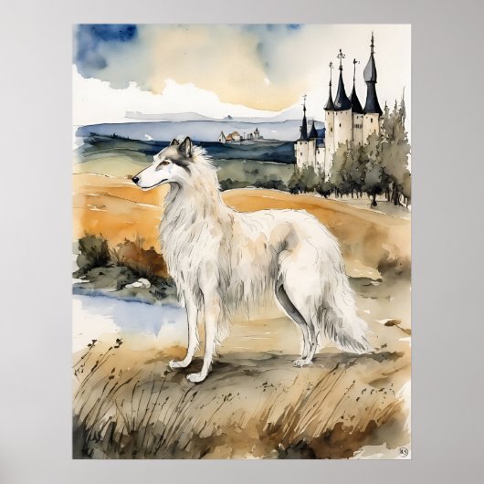 Borzoi - Dog Art Print Poster (Vorne)