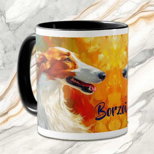 Borzoi Dog Impressionistischer Paint Tasse