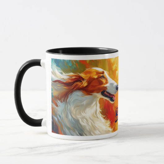 Borzoi Dog Impressionistischer Paint Tasse (Links)