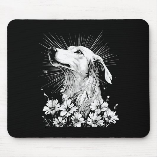 Borzoi Dog Lover Retro Style Tattoo _1 Mousepad (Vorne)