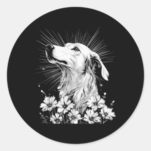 Borzoi Dog Lover Retro Style Tattoo _1 Runder Aufkleber