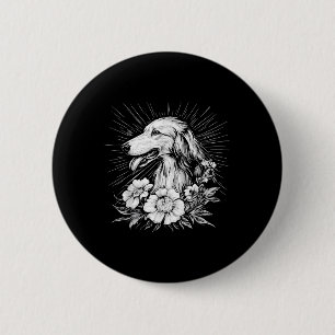 Borzoi Dog Lover Retro Style Tattoo Button