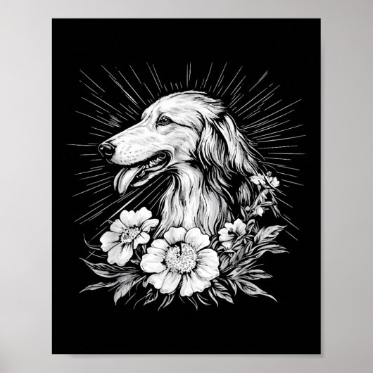 Borzoi Dog Lover Retro Style Tattoo Poster (Vorne)