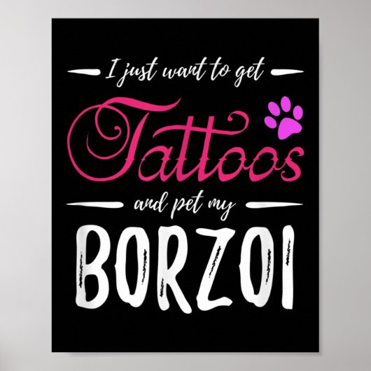 Borzoi Dog Lover Tattoo Funny Dog Mama Geschenk Id Poster (Vorne)