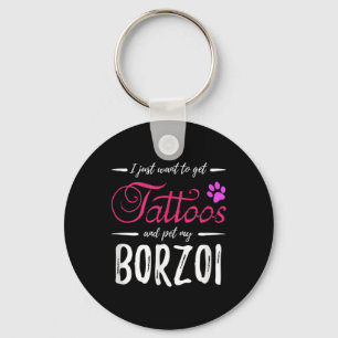 Borzoi Dog Lover Tattoo Funny Dog Mama Geschenk Id Schlüsselanhänger