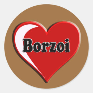 Borzoi Dog on Heart für Hundefreunde Runder Aufkleber