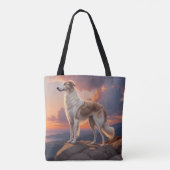Borzoi Elegante Schultertasse Tasche (Rückseite)