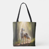 Borzoi Elegante Schultertasse Tasche (Rückseite)