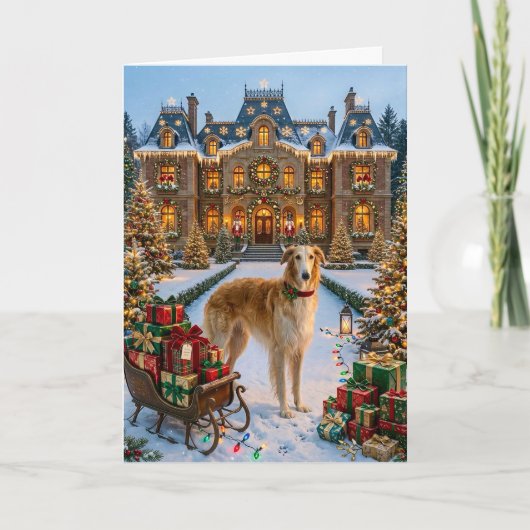 Borzoi-Feiertag Feiertagskarte (Vorderseite)