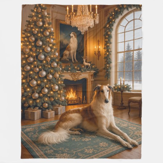 Borzoi-Feiertag Fleecedecke (Vorderseite)