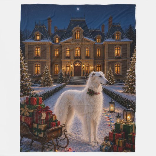 Borzoi-Feiertag Fleecedecke (Vorderseite)