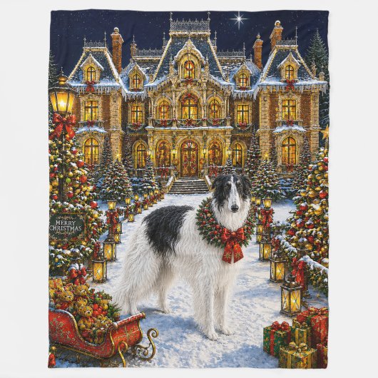 Borzoi-Feiertag Fleecedecke (Vorderseite)