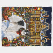 Borzoi-Feiertag Fleecedecke (Vorderseite (Horizontal))
