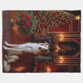 Borzoi-Feiertag Fleecedecke (Vorderseite (Horizontal))