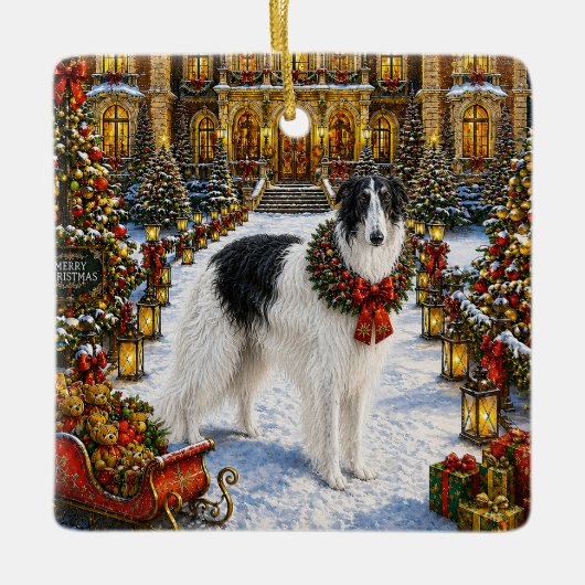 Borzoi-Feiertag Keramikornament (Vorderseite)