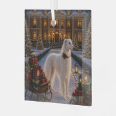 Borzoi-Feiertag Ornament Aus Glas (Vorderseite links)