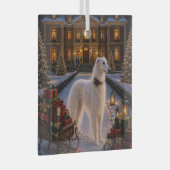 Borzoi-Feiertag Ornament Aus Glas (Vorderseite Rechts)