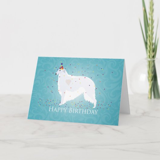Borzoi Happy Birthday Design Karte (Vorderseite)