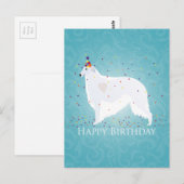 Borzoi Happy Birthday Design Postkarte (Vorne/Hinten)