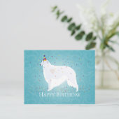Borzoi Happy Birthday Design Postkarte (Stehend Vorderseite)