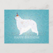 Borzoi Happy Birthday Design Postkarte (Vorderseite)