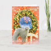 BORZOI HAPPY HOLIDAYS CHRISTMAS Card Karte (Vorderseite)