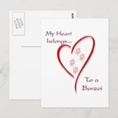 Borzoi Heart Belongs Postkarte (Vorne/Hinten)