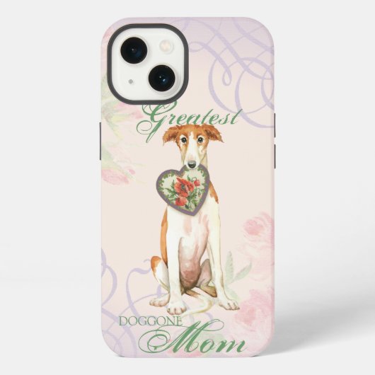 Borzoi Heart Mama iPhone Hülle (Rückseite)
