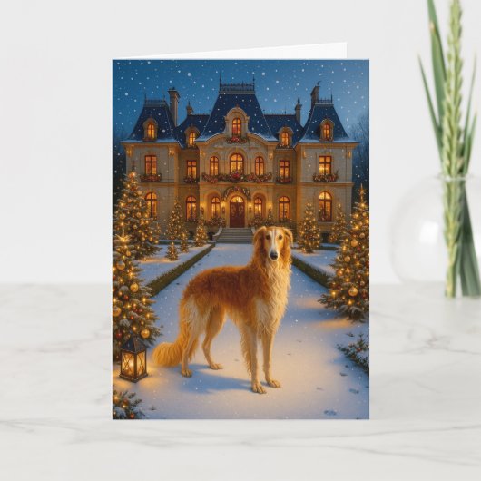 Borzoi Holiday Card Feiertagskarte (Vorderseite)
