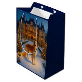 Borzoi Holiday Card Mittlere Geschenktüte (Rückseite Schrägansicht)