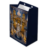 Borzoi Holiday Card Mittlere Geschenktüte (Rückseite Schrägansicht)