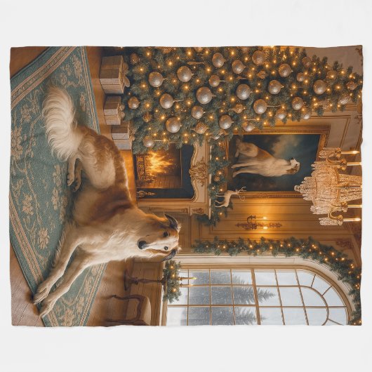 Borzoi Holiday  Fleecedecke (Vorderseite (Horizontal))