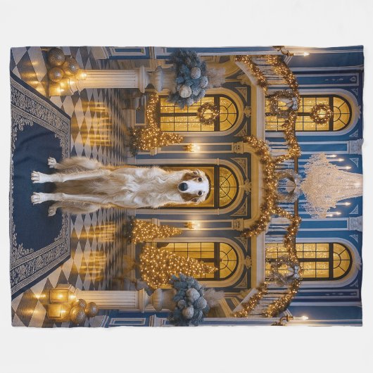 Borzoi Holiday  Fleecedecke (Vorderseite (Horizontal))