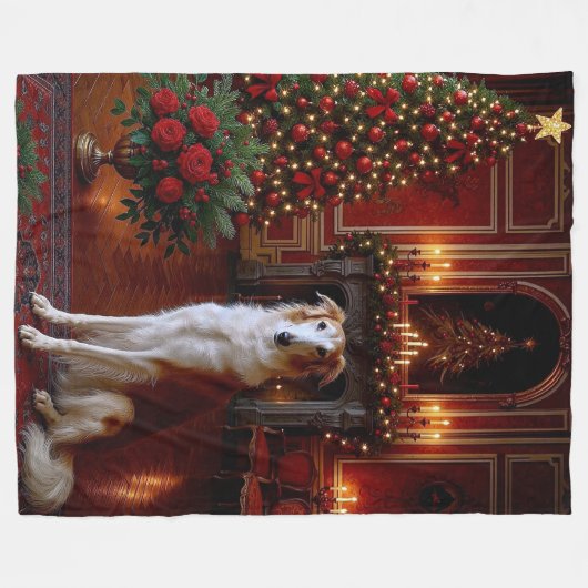 Borzoi Holiday  Fleecedecke (Vorderseite (Horizontal))