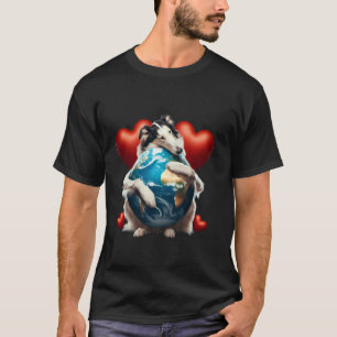 Borzoi Hund Erdtag Umarmung Liebe Besitzer umarmt  T-Shirt
