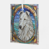 Borzoi Hund "Festes Glas" Ornament Aus Glas (Vorderseite links)