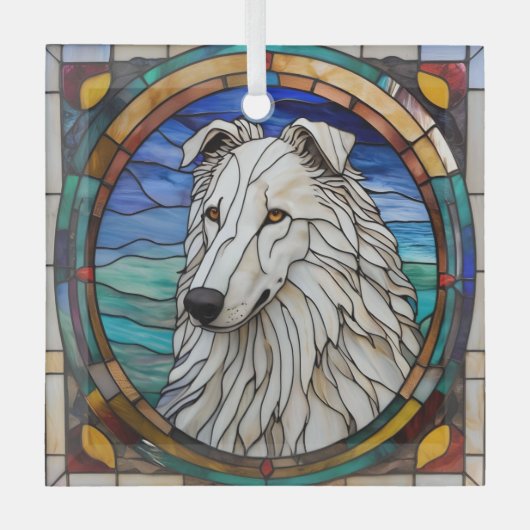 Borzoi Hund "Festes Glas" Ornament Aus Glas (Vorderseite)