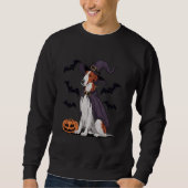 Borzoi Hund Halloween Kostüm Pumpkin Bat Hexe Sweatshirt (Vorderseite)
