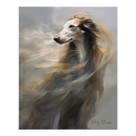 Borzoi Hund im Wind 2001 - Yacobsen Derosana Poster (Vorderseite)
